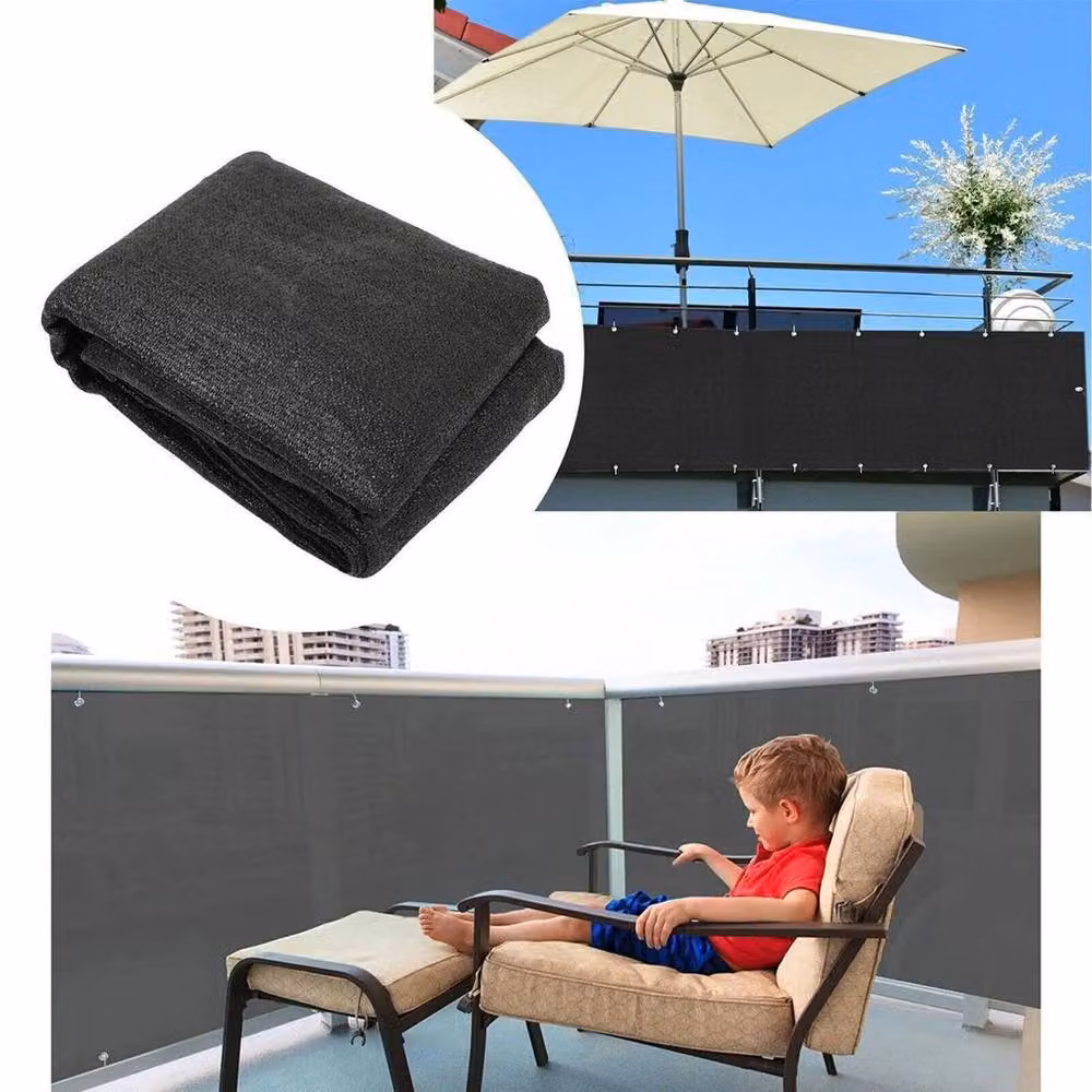 NESTLUNE Black Mat Opaque Plastic Privacy Garden Fence Panel for Balconies, W: 100 cm, H: 15 cm – 6