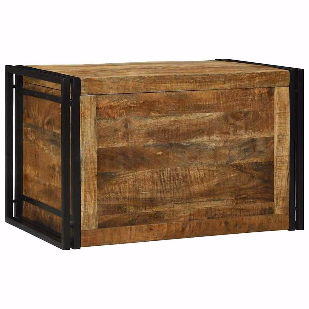 Berkfield Home Brown Mango Wood and Metal Industrial Storage Box, W/D/H: 80 x 50 x 50 cm – 2