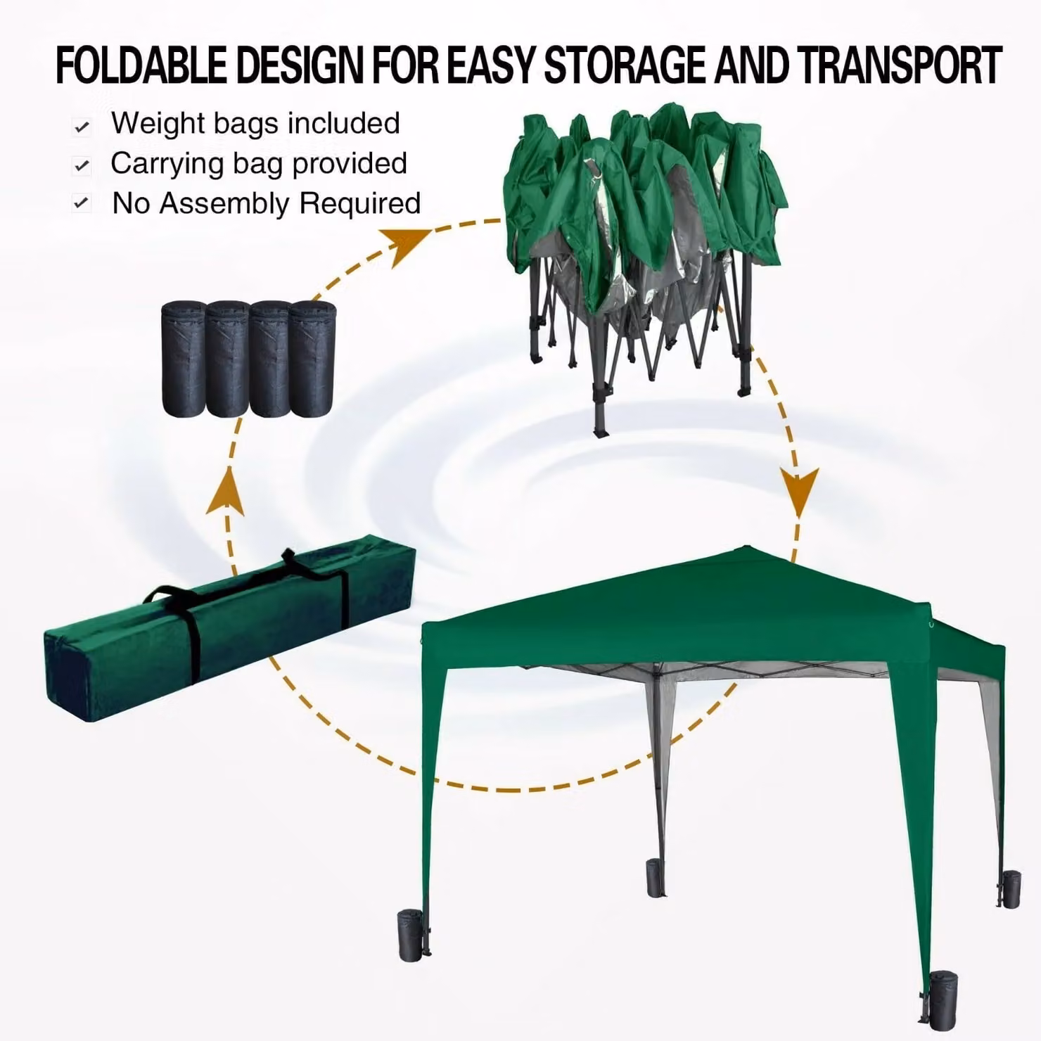 MCC Direct Green and Silver Pop Up Garden Party Tent Gazebo Marquee Canopy W: 300 cm x D: 300 cm x H: 250 cm – 2