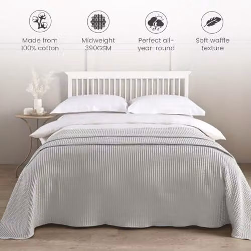 Allure Bath Fashions Waffle Pique Cotton Blanket in Grey, W/D/H: 250 x 260 cm – 2