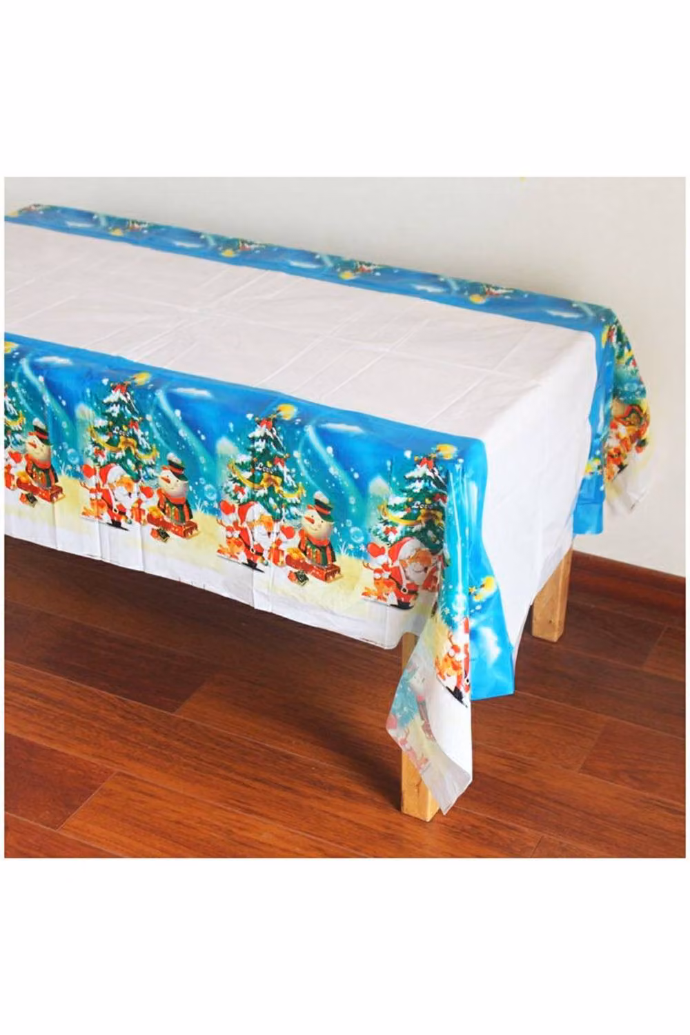 KDMD Disposable White Rectangular Christmas Tablecloth, PE Material, W: 108 cm, L: 180 cm – 2