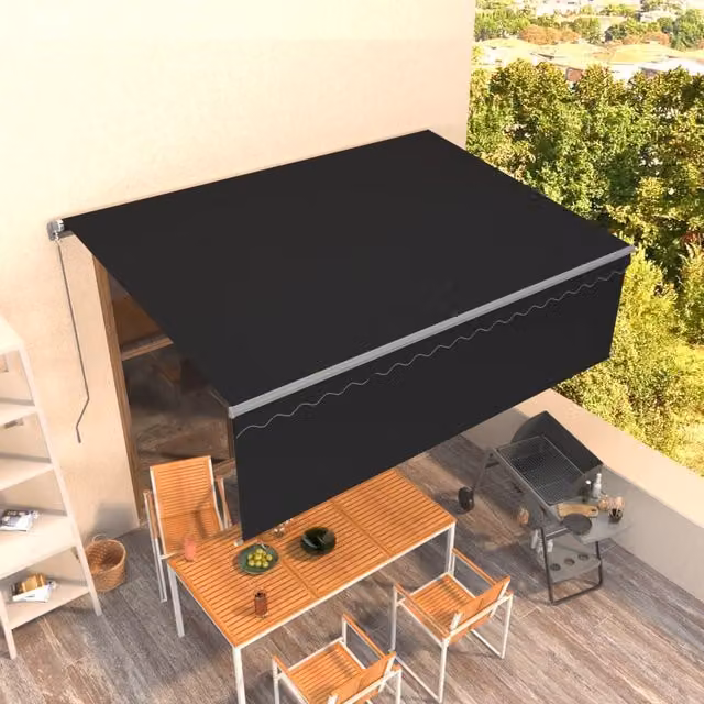 Berkfield Home Manual Retractable Awning with Blind, Anthracite and Black, W: 400 cm, D: 300 cm