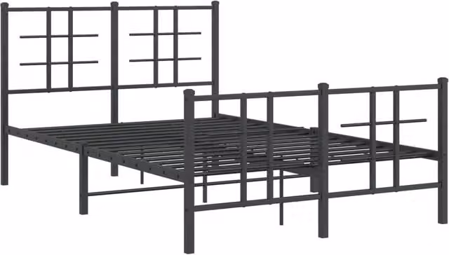 Berkfield Home Metal Bed Frame with Footboard in Black, W/D/H: 120 x 190 cm – 1