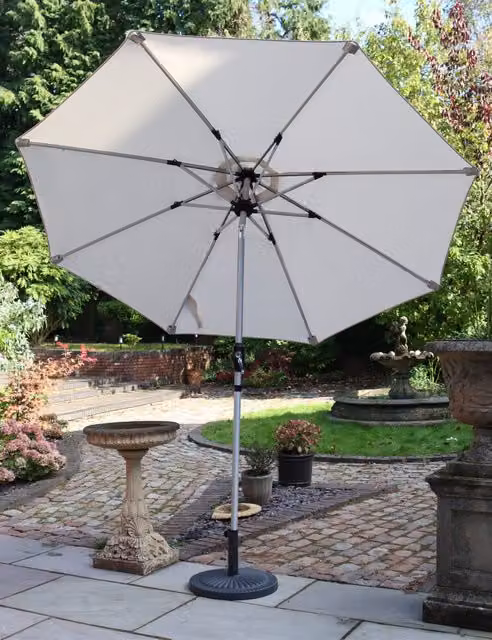Royalcraft Ivory Crank and Tilt LED Strip Parasol with Aluminium Frame and Polyester Canopy