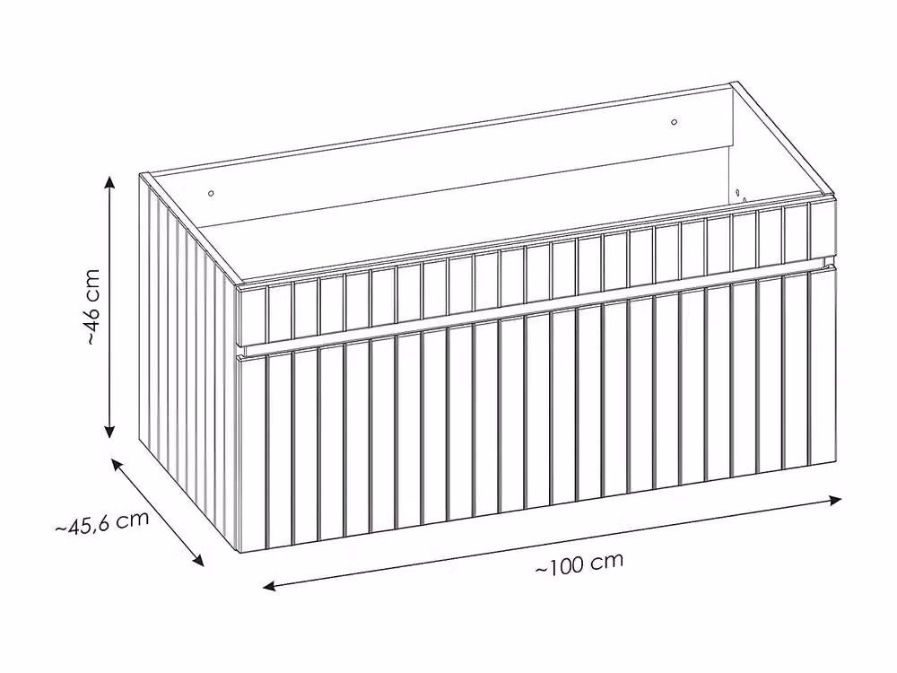 Vente-unique Wall-Mounted Ribbed Bathroom Unit with Inset Basin, Pink, W: 100 cm, D: 46 cm, H: 46 cm – 3