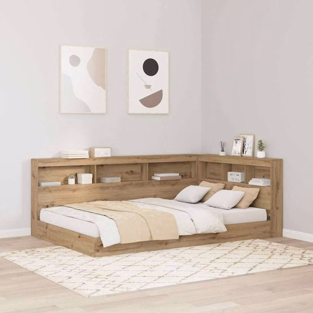 Berkfield Home Artisan Oak Storage Headboard with Shelf, Brown, Width: 120 cm – 1