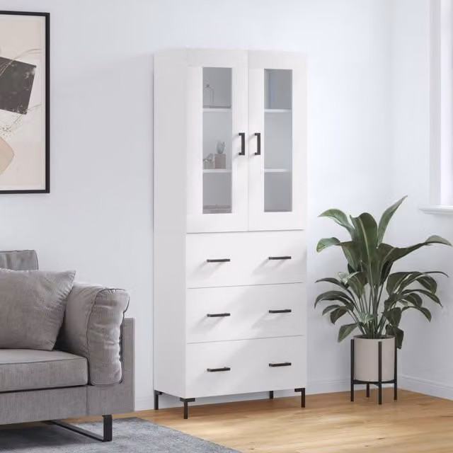 Berkfield Home White Modern Highboard W/D/H: 69.5 x 34 x 180 cm – 1