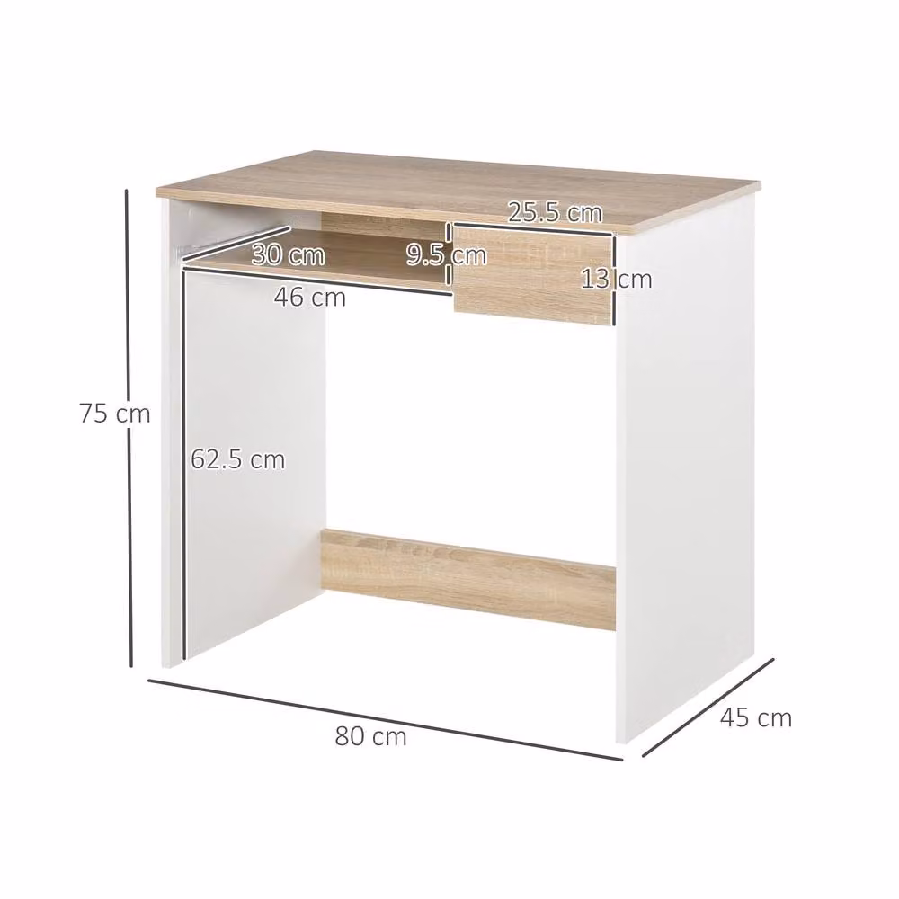 STILVORA Modern Computer Desk with Keyboard Tray and Drawer in Light Oak, W/D/H: 120 x 60 x 75 cm – 4