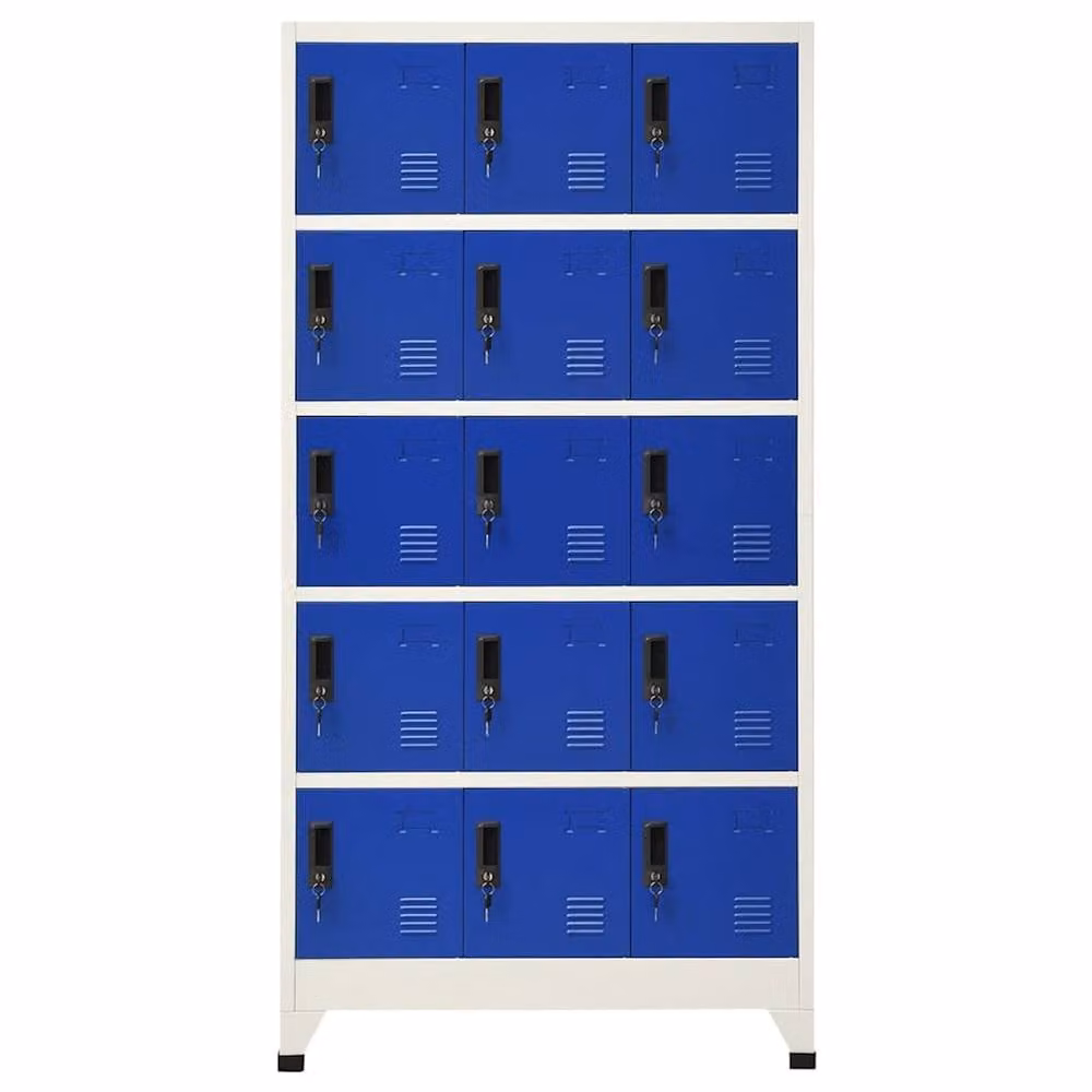 Berkfield Home Modern Steel Locker Cabinet in Grey and Blue, W/D/H: 90 x 40 x 180 cm – 2