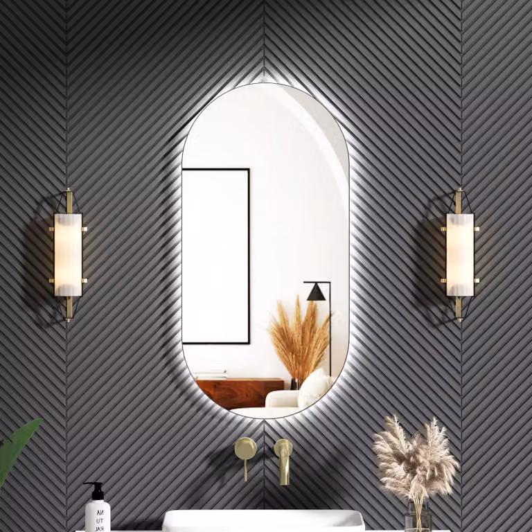 Royal Bathrooms Luton Matt Black Backlit LED Illuminated Framed Mirror with Demister Pad and Touch Sensor, W: 90 cm, H: 45 cm