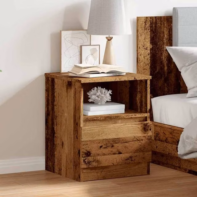 Berkfield Home Bedside Cabinet in Brown Old Wood, W/D/H: 40 x 40 x 50 cm – 1