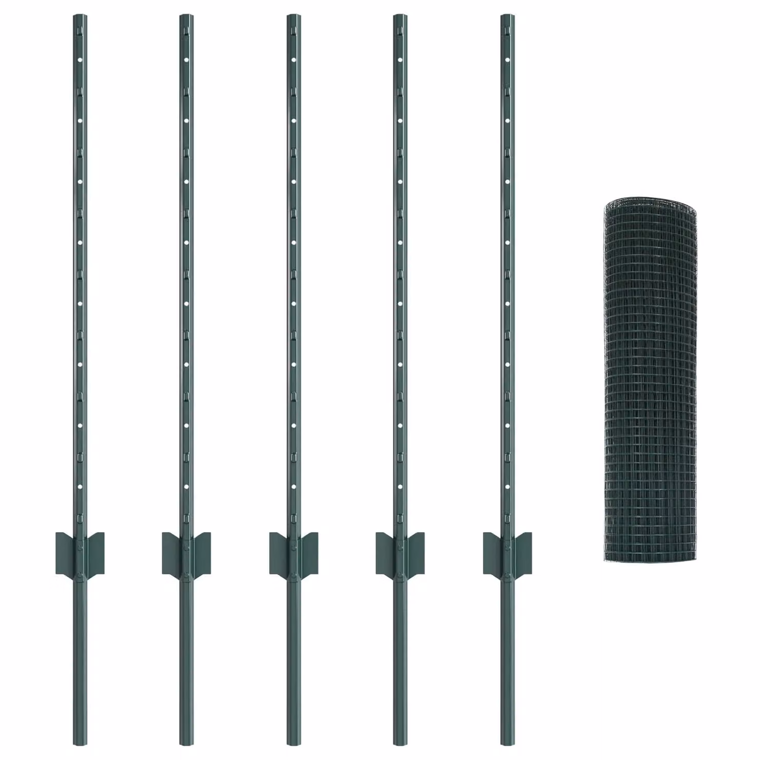 Berkfield Home Green Steel Welded Wire Fence with 5 U-Profile Posts, W: 10 m, H: 0.8 m – 2