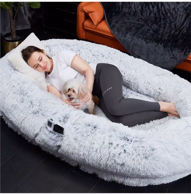 Ezysleep Faux Fur Human and Pet Bed in Grey