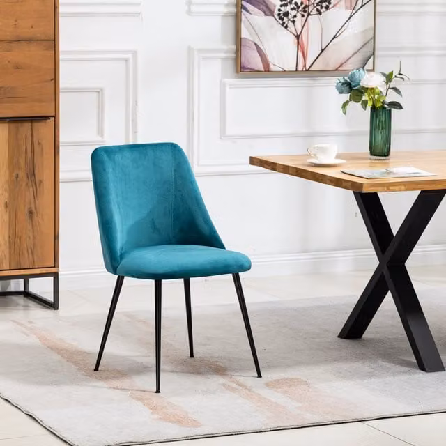 Set of 2 Artemis Home Morandi Velvet Dining Chairs in Petrol