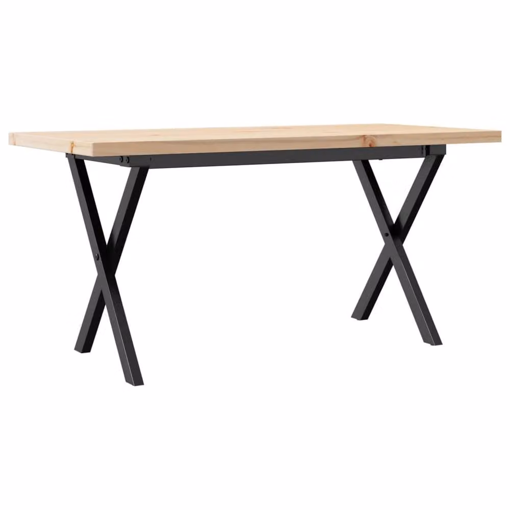 Berkfield Home X-Frame Coffee Table in Brown Solid Pine and Steel, W: 100 cm, D: 50 cm, H: 45.5 cm – 2