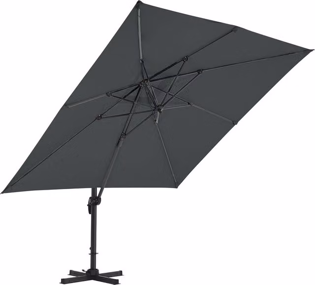 HomeScape Rotating Cantilever Garden Parasol with Square Base in Dark Grey