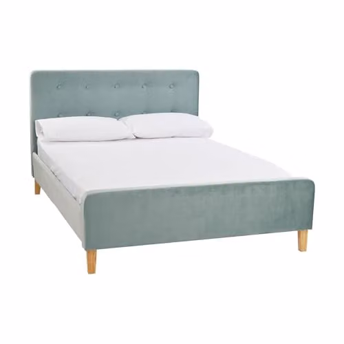 LPD Pierre Double Bed in Blue Velvet, W144.5 x D208.5 x H104 cm – 1