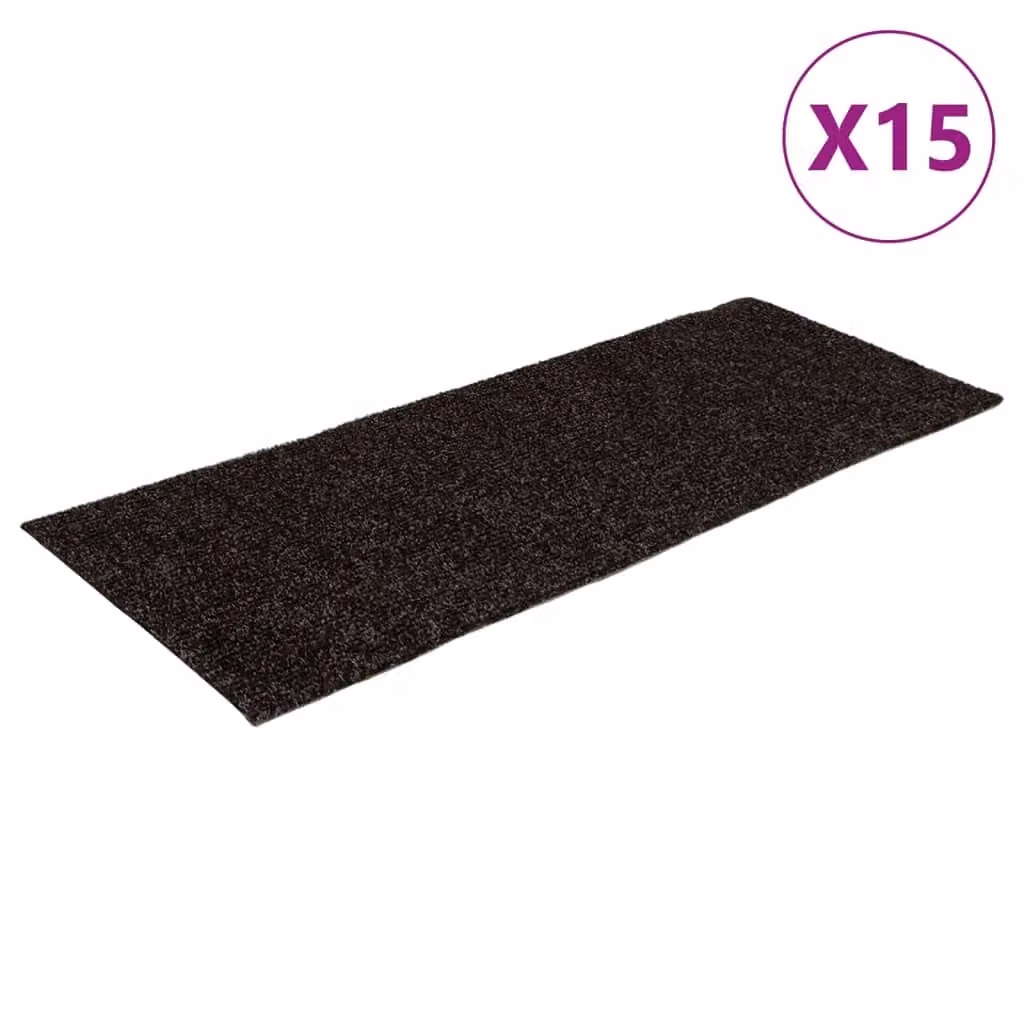 Berkfield Home Self-adhesive Rectangular Stair Mats, 15 Pieces, Brown, W: 60 cm, D: 25 cm – 2
