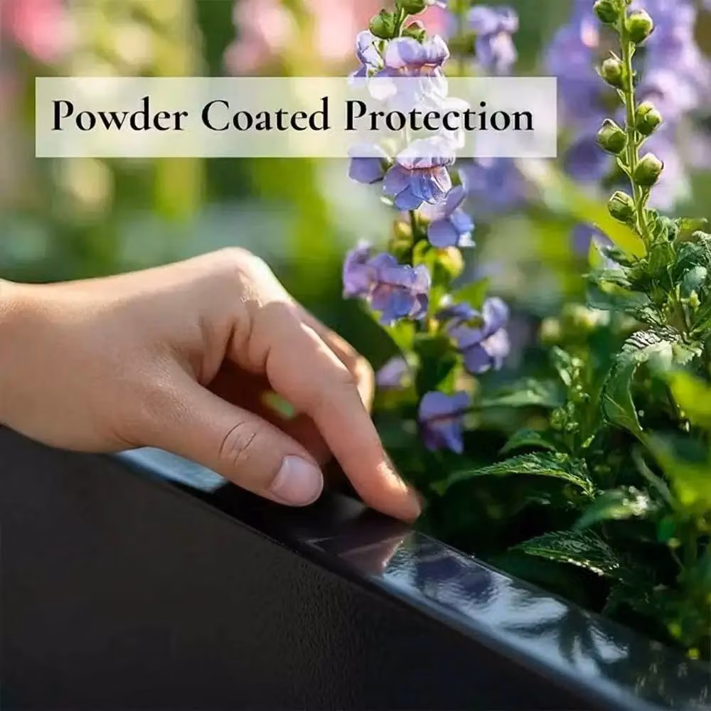 Access Garden Products Black Polished Galvanised Steel Square Planter, W/D/H: 60 x 60 x 60 cm – 6