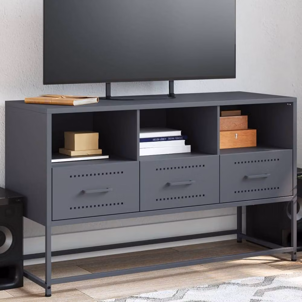 Berkfield Home Industrial Metal TV Cabinet in Anthracite Grey, W/D/H: 100.5 x 39 x 60.5 cm – 2