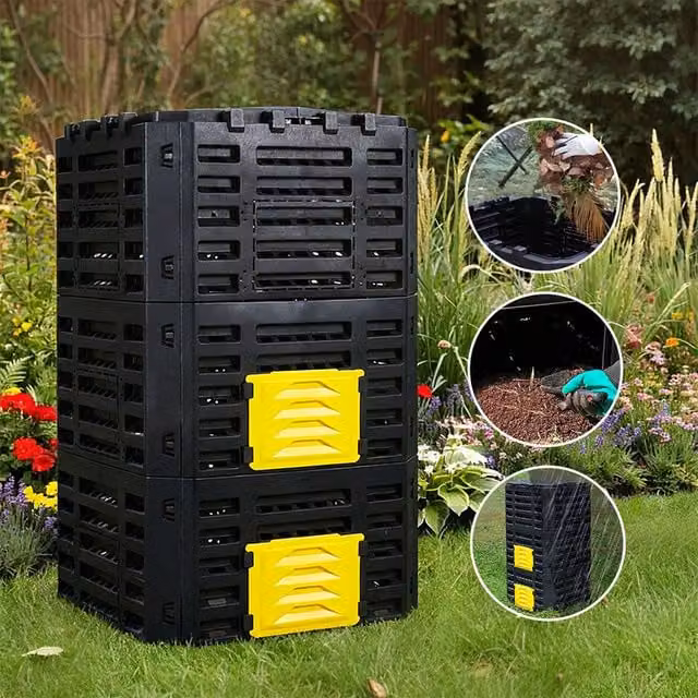 Breeins Black Plastic Outdoor Garden Compost Bin, 500l