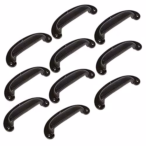 Hammer and Tongs Matt Black Iron Wide Lipped Cabinet Drawer Handles, Pack of 10, W: 130 mm, H: 50 mm