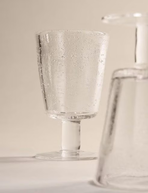 M&S Set of 2 Transparent Geometric Bubble Wine Glasses