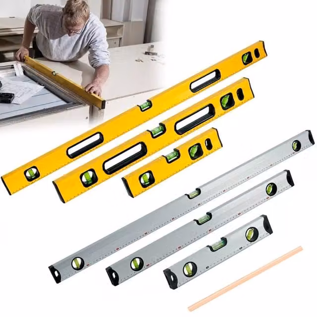SPETLEK 3 Piece Silver Builders Spirit Level Set