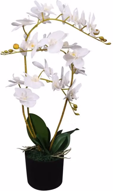 Berkfield Home White Artificial Potted Orchid Plant, Height: 65 cm