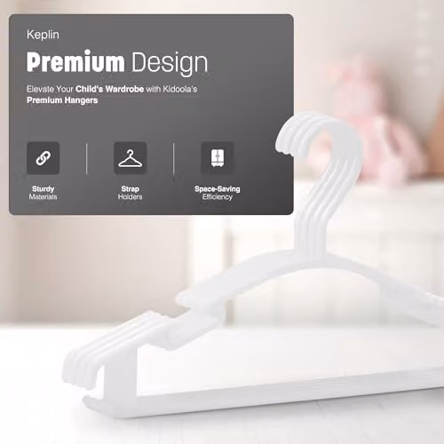 KEPLIN 36 Pack Non-Slip Plastic Childrens Hangers in White – 3