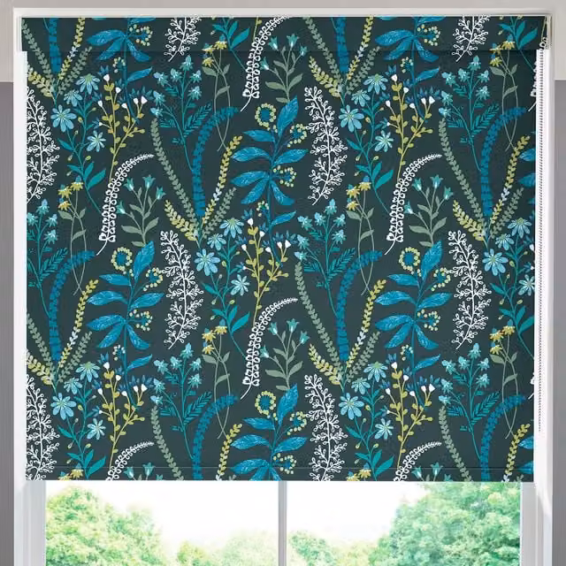 Terrys Forest Floral Blackout Roller Blind in Green and Multicolour