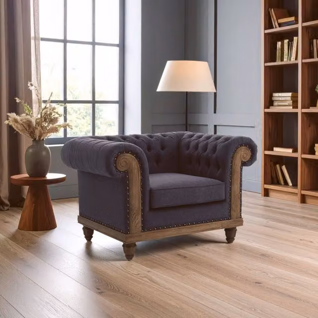 Fifty Five South Cabra Chesterfield Tub Chair in Grey Fabric – 2