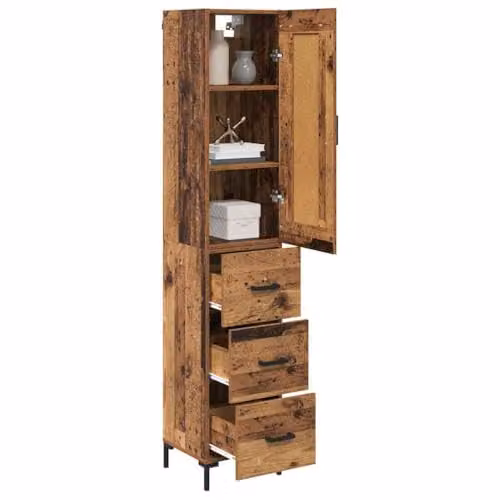 vidaXL Modern Highboard in Brown with 3 Drawers and Internal Shelves, H 180 x W 34.5 x D 34 cm – 1