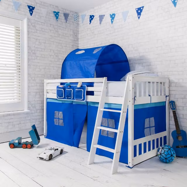 Noa and Nani Harri Low Bunk Bed in White Solid Pine Wood