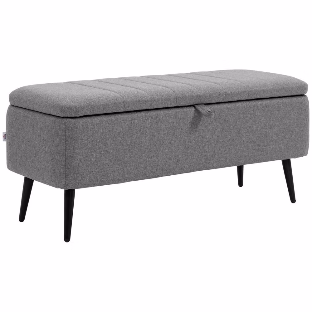 Wyld Haus Rectangular Upholstered Storage Ottoman Bench in Grey – 2