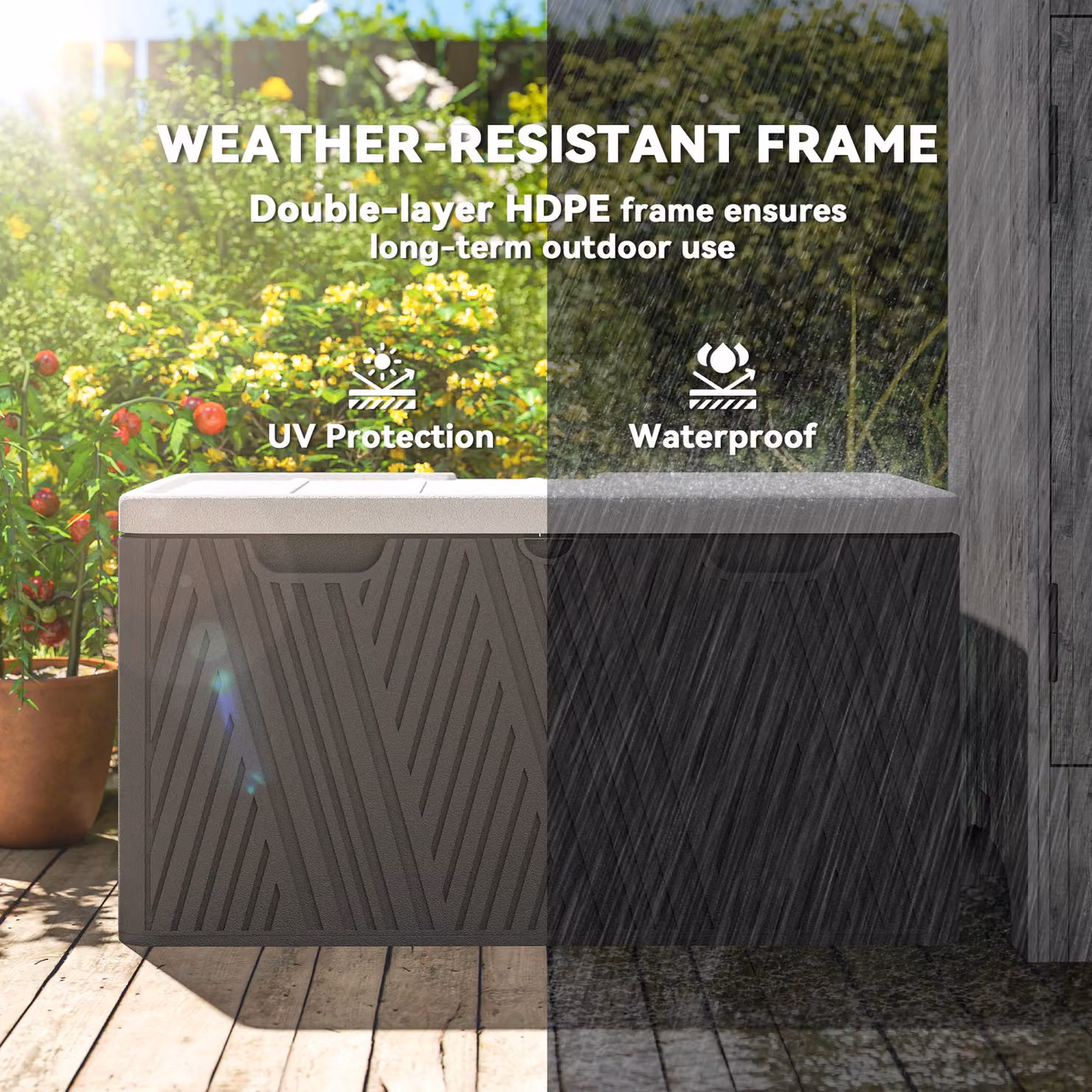 Outsunny 380L Waterproof Outdoor Storage Box with Lockable Lid in Black – 5
