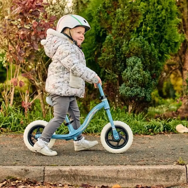 Ride-ezy Blue and Silver Height Adjustable EVA Foam Balance Bike