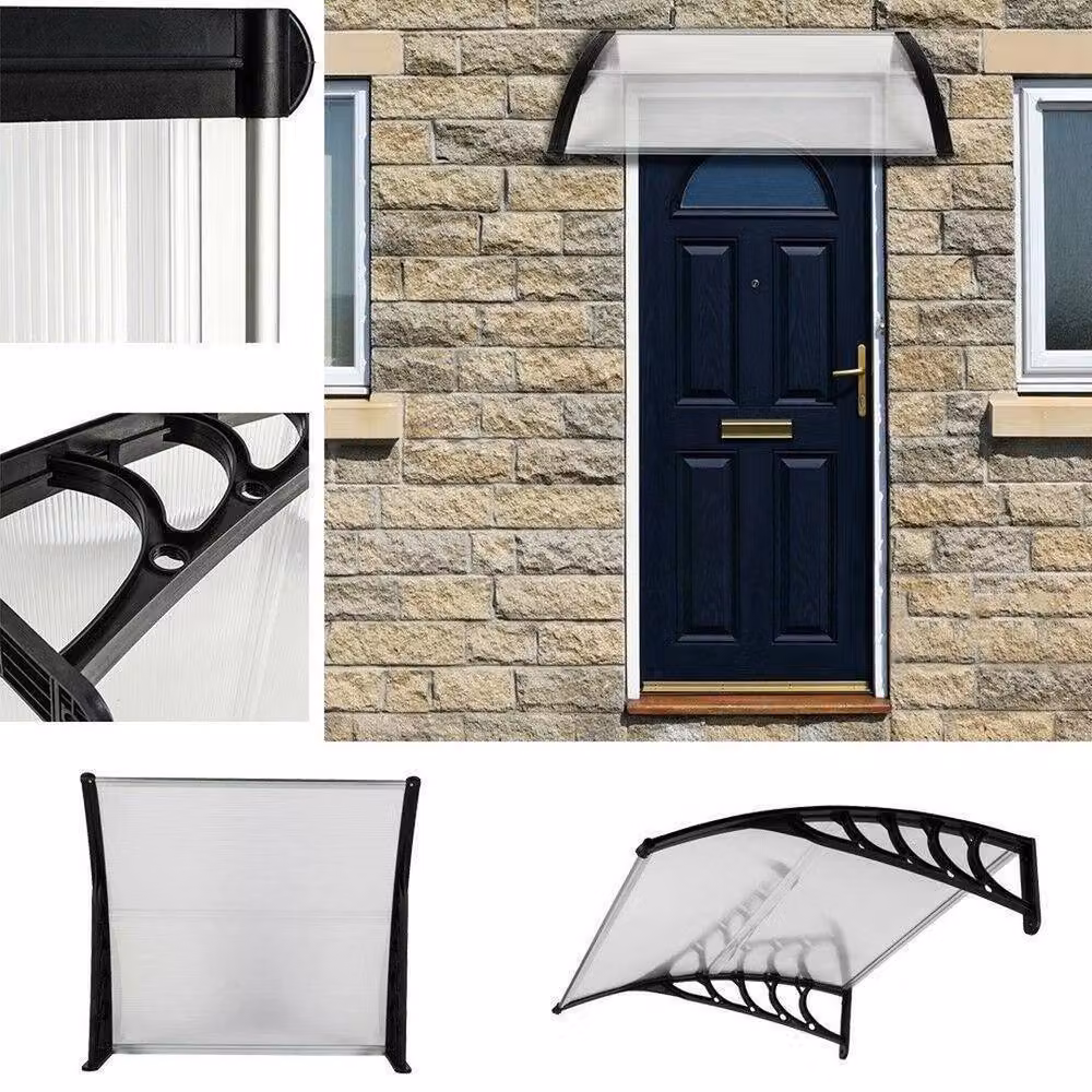 FLAVORA Flat Outdoor Door Canopy Awning in Black, W: 100 cm, D: 80 cm – 3