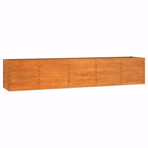 vidaXL Corten Steel Raised Garden Bed in Brown, W: 400 cm, D: 80 cm, H: 77 cm – 1