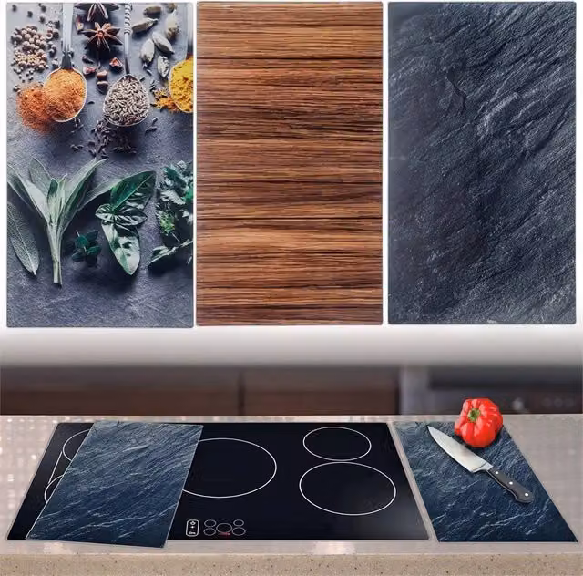 SPETLEK 2 Piece Universal Multicolour Glass Hob Cover Board Worktop Protector, W/D/H: 30 x 30 x 2 cm