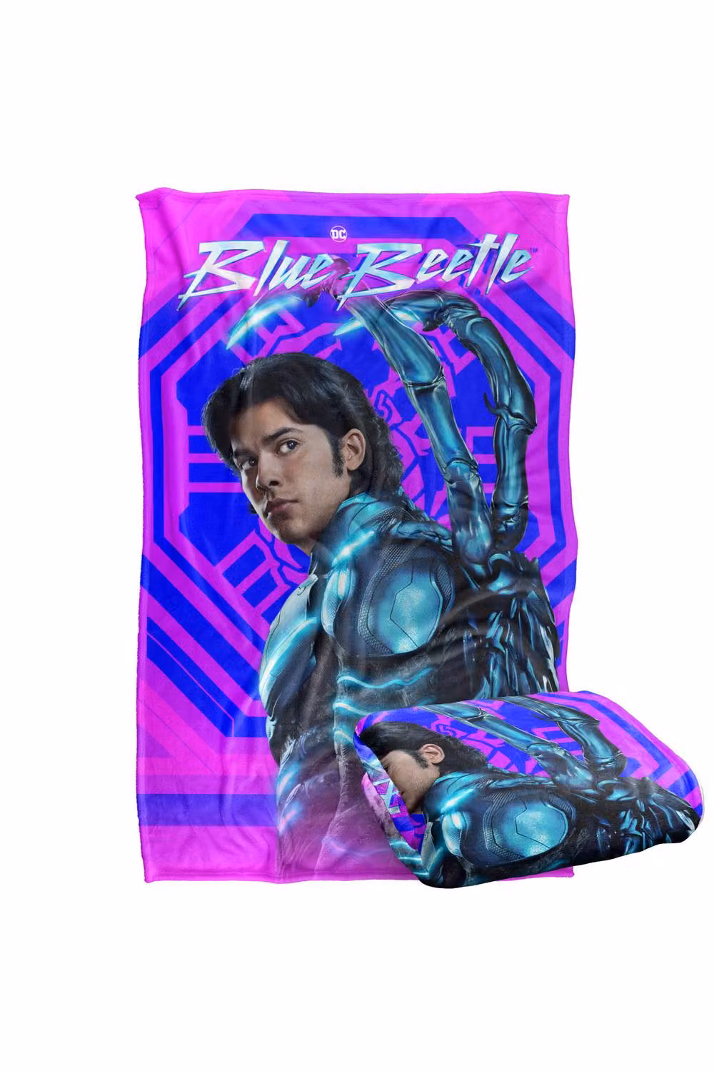 Warner Bros. Blue Beetle 2023 Neon Glare Super Soft Fleece Throw Blanket, Blue and Multicolour, W: 91 cm, D: 147 cm – 7