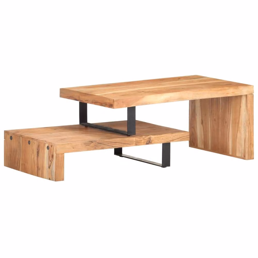 Berkfield Home 2 Piece Nested Coffee Table Set in Brown Solid Acacia Wood – 2