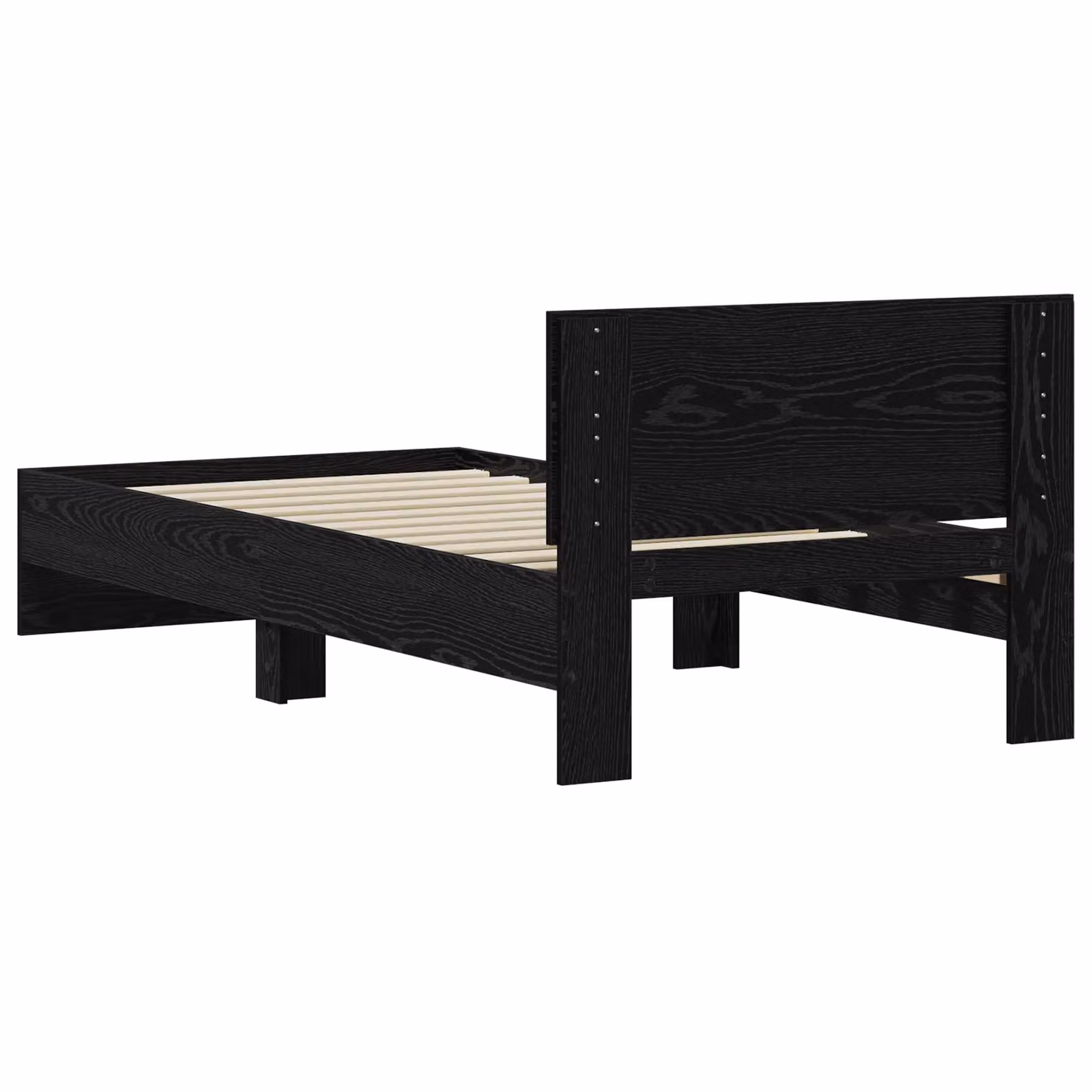 Berkfield Home Modern Black Oak Bed Frame with Headboard, W/D/H: 190 x 75 x 31 cm – 4