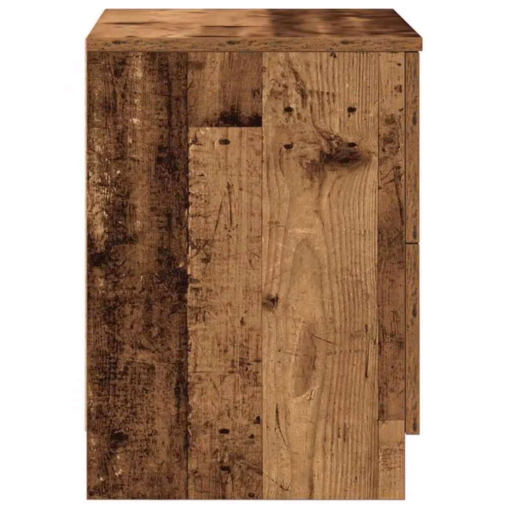 Berkfield Home Durable Bedside Cabinet with 2 Drawers in Brown Old Wood, W/D/H: 40 x 36 x 50 cm – 4