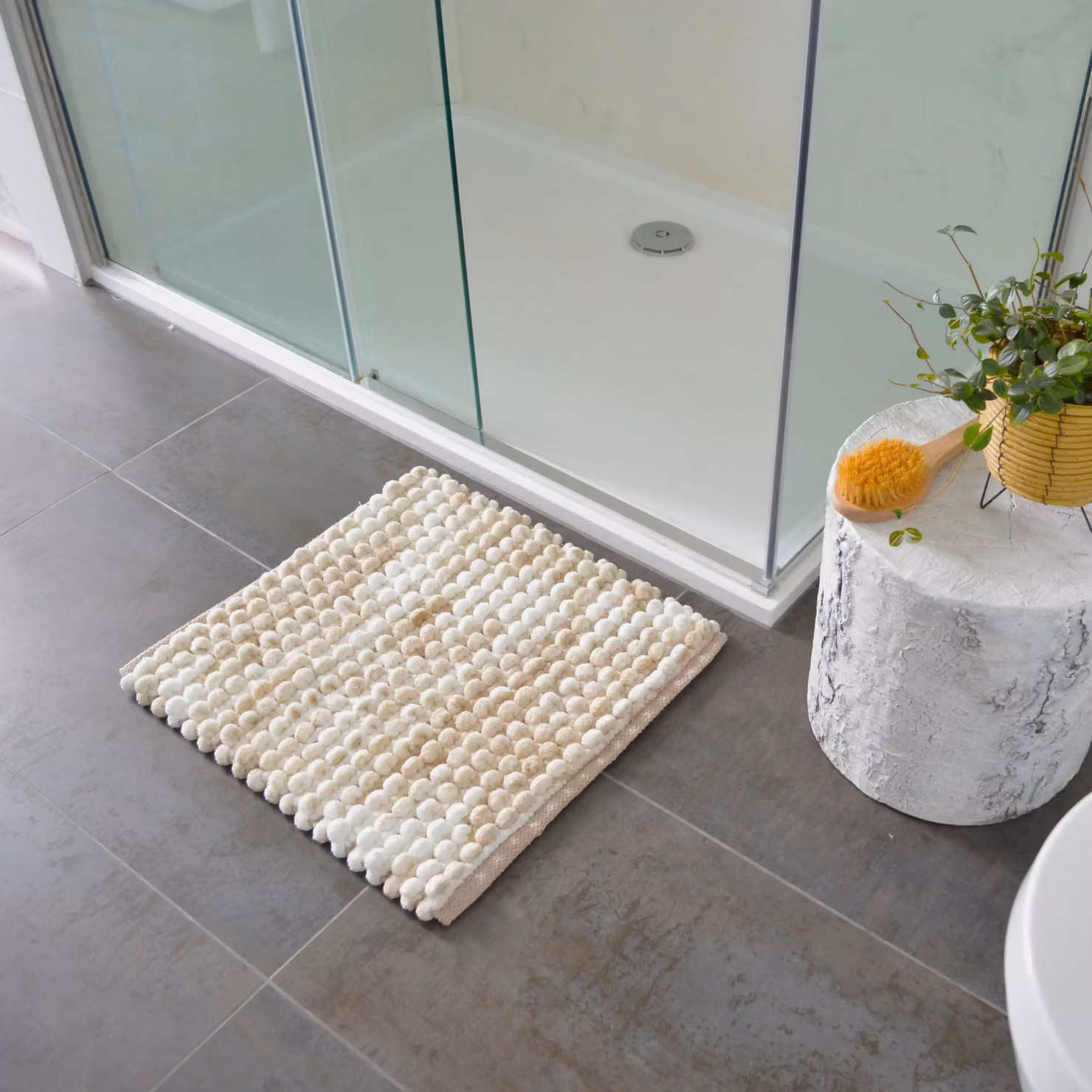 Allure Bath Fashions Marl Chunky Bobble Non Slip Square Bath Mat in Beige, W/D: 50 x 50 cm – 4