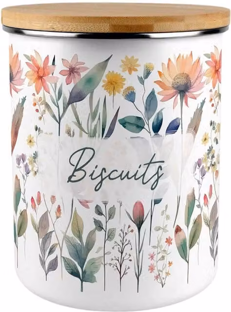 Purely Home Pastel Flowers Extra Large Metal Biscuit Tin in Pink and Multicolour