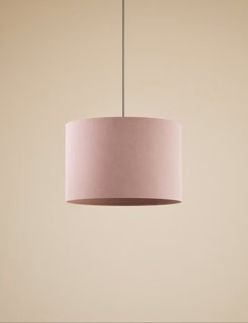 M&S Modern Cylinder Velvet Lamp Shade in Blush Pink