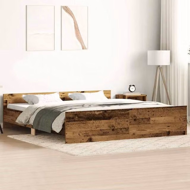 Berkfield Home Old Wood Bed Frame in Brown, Engineered Wood, 160 x 200 cm – 1