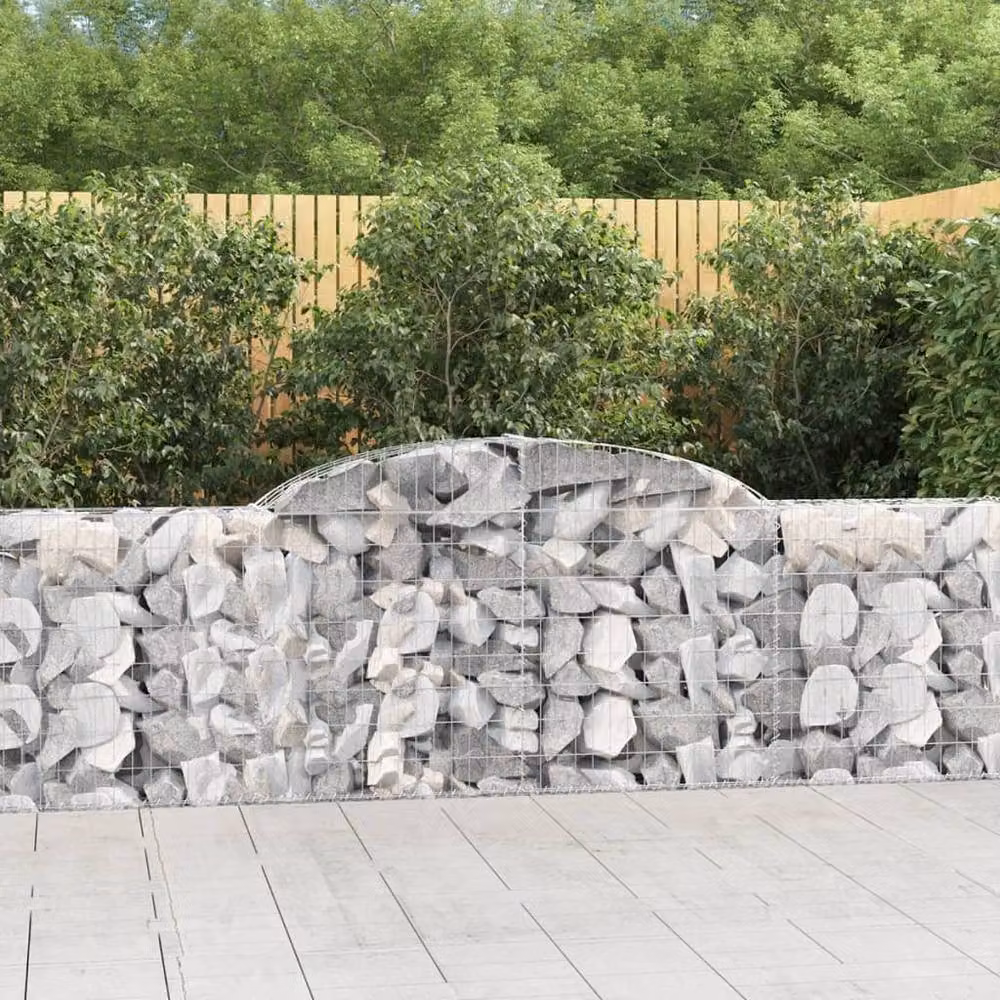 Berkfield Home Arched Gabion Baskets, 3 Piece Set, Silver Galvanised Steel, W: 300 cm, D: 30 cm, H: 80-100 cm – 2