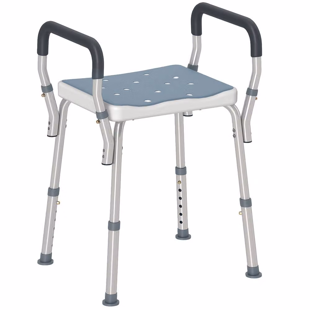 STILVORA Adjustable Bath Chair with Armrests in Blue – 3